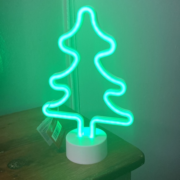NWT 11” Battery Operated LED Light Up Neon Green Christmas Tree Decoration Light - Picture 11 of 14